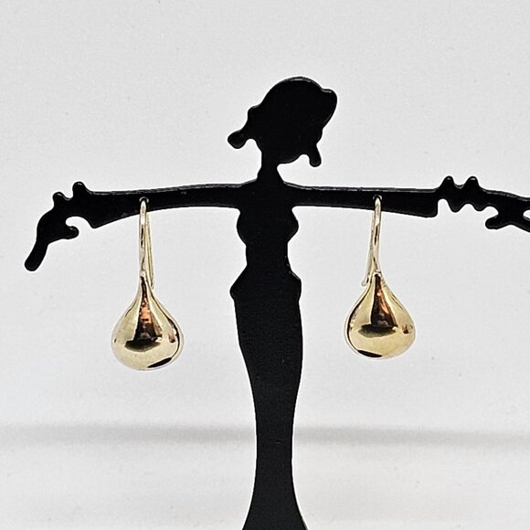 925 Sterling Silver Vermeil - Gold Plated Teardrop Drop Earrings - Picture 4 of 9